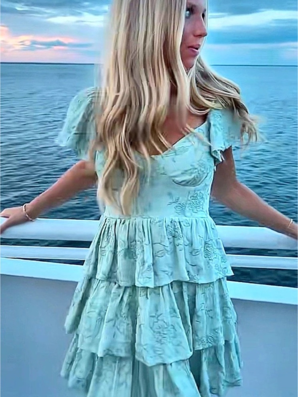 Altard State Floral Tiered Teal Mini Dress, Brand NWT! Size XL